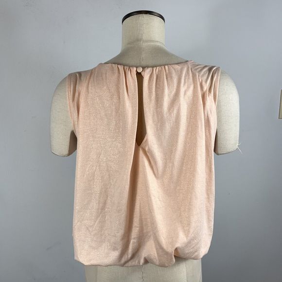 By Anthropologie Light Pink Shimmer Bubble Top Sz Small  Party Classy - Picture 5 of 11